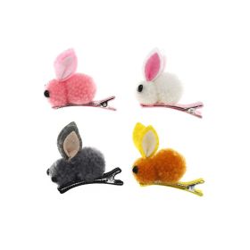 4pcs Girls Cute Easter Rabbit Hair Clip; Fluffy Hair Accessories