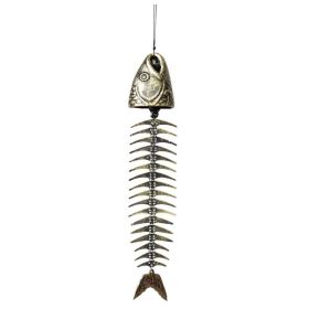 Vintage Japanese Cast Iron Fishbone Wind Chimes Temple Metal Hanging Decoration Garden Balcony Wind Chimes Shop Door Bell