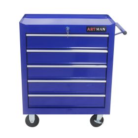 5 DRAWERS MULTIFUNCTIONAL TOOL CART WITH WHEELS-BLUE