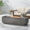 Outdoor Patio Concrete Fire table, Rectangle Gas Burning 56-Inch Fire Pit - 50, 000 BTU, Light Gray + Black