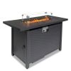 43-Inch Fire Table, 50000 BTU Gas Firepit with Volcanic Stone Black