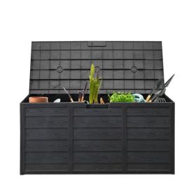 75gal 280L Outdoor Garden Plastic Storage Deck Box Chest Tools Cushions Toys Lockable Seat BLACK