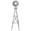 8FT Weather Resistant Yard Garden Windmill Gray & Red