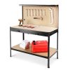 63" Tools Cabinet Working Tables Workbench Tool Storage Workshop Table with Drawers and Pegboard