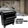 5 DRAWERS MULTIFUNCTIONAL TOOL CART WITH WHEELS-BLACK