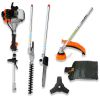 4 in 1 Multi-Functional Trimming Tool, 56CC 2-Cycle Garden Tool System with Gas Pole Saw, Hedge Trimmer, Grass Trimmer, and Brush Cutter EPA Compliant