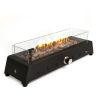 28 inch Tabletop Fire Pit, Propane Gas Fire Pit with Quick Connect Joint, Glass Wind Guard and Lava Rock, Outdoor Portable Tabletop Fire Pit