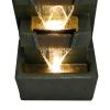 39.3inches High Concrete Modern Water Fountain with LED Lights for Home Garden Backyard Decor