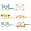 6pcs Easter Theme Bunny Chicken Flower Basket Party Paper Glasses Photo Props