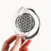 1pc Stainless Steel Flower Of Life Wind Spinner Laser Hollow 3D Rotating Wind Chimes Garden Hanging Reflective Bird Repeller Pendant