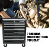 7 DRAWERS MULTIFUNCTIONAL TOOL CART WITH WHEELS-BLACK