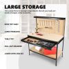 63" Tools Cabinet Working Tables Workbench Tool Storage Workshop Table with Drawers and Pegboard