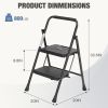 2 Non-slip step ladder, quick folding steel ladder Sturdy metal supported household tools for home/office work at altitude, portable step tools