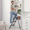 3 Non-slip step ladder, quick folding steel ladder Sturdy metal supported household tools for home/office work at altitude, portable step tools