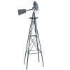 8FT Weather Resistant Yard Garden Windmill Gray & Red