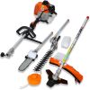 4 in 1 Multi-Functional Trimming Tool, 52CC 2-Cycle Garden Tool System with Gas Pole Saw, Hedge Trimmer, Grass Trimmer, and Brush Cutter EPA Compliant