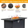 43-Inch Fire Table, 50000 BTU Gas Firepit with Volcanic Stone Black