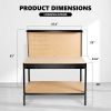 63" Tools Cabinet Working Tables Workbench Tool Storage Workshop Table with Drawers and Pegboard