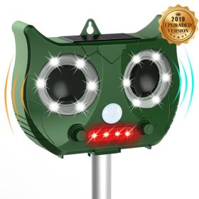 Solar Powered Animal Repellent; Ultrasonic Animal Repeller Cat Repellent Outdoor Bird Repeller Ultrasonic Dog Animal Deterrent Devices For Squirrel (Color: Green)