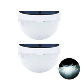 2pcs 6 LEDs Solar Light Courtyard Decoration Outdoor Lighting Garden Street Stair Fence Wall Lights Energy-saving Waterproof Solar Lamp (Color: White Light 01)