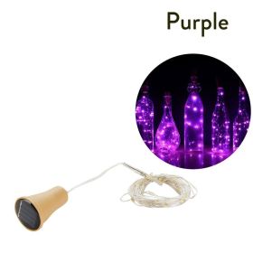 1pc 10/20 LED Solar Wine Bottle Cork Shaped String Lights; Garland Wire Fairy String Light; 3.3/6.6ft; Outdoor Party Decoration (Color: Purple)