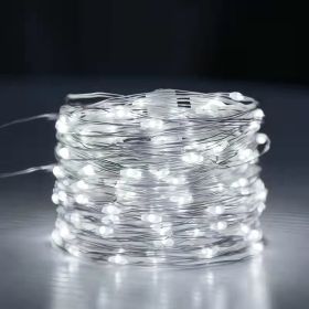 Solar Christmas String Lights; 33ft 100 LED Solar 8 Modes Outdoor Waterproof String Lights For Christmas Tree Garden Decoration (multi-color) (Color: White)