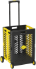 55L Foldable Rolling Cart with Wheels, Portable Updated Utility Tools Rolling Crate w/ Telescopic Handle, Yellow/Gray with Lid