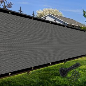 Artpuch Privacy Fence Screen Dark Grey Customized Outdoor Mesh Panels for Backyard, Balcony,Patio,Construction Site with Zip Ties (size: 3x8 ft)