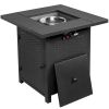 28-Inch Fire Table, 50000 BTU Gas Firepit with Volcanic Stone Black