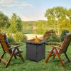 28-Inch Fire Table, 50000 BTU Gas Firepit with Volcanic Stone Black