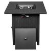 28-Inch Fire Table, 50000 BTU Gas Firepit with Volcanic Stone Black