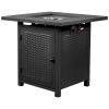 28-Inch Fire Table, 50000 BTU Gas Firepit with Volcanic Stone Black