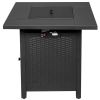 28-Inch Fire Table, 50000 BTU Gas Firepit with Volcanic Stone Black